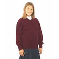 Youth Acrylic Heavy Gauge V-Neck Long Sleeve Pullover - Burgundy